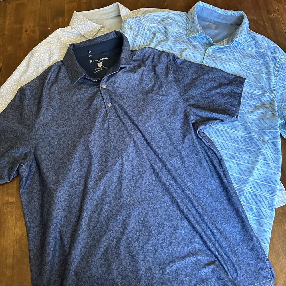 Hickey Freeman Bundle Lot of 3 Golf Polo Shirt Tops Golfing Prepping Office Work